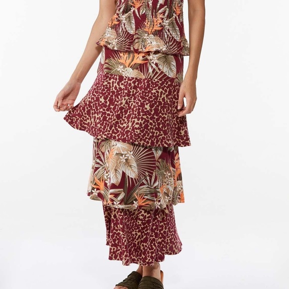 Petite Tropical Tiered Maxi Skirt - Picture 2 of 4